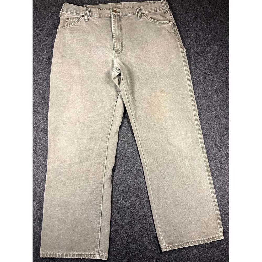 Dickies Relaxed Fit Duck Carpenter Pants Mens 38x30 Olive Green Workwear Utility